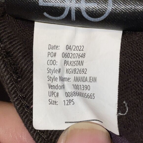 Gloria Vanderbilt Amanda Straight Leg Women's 12P Dark Brown Soft Denim Jeans - Picture 7 of 8